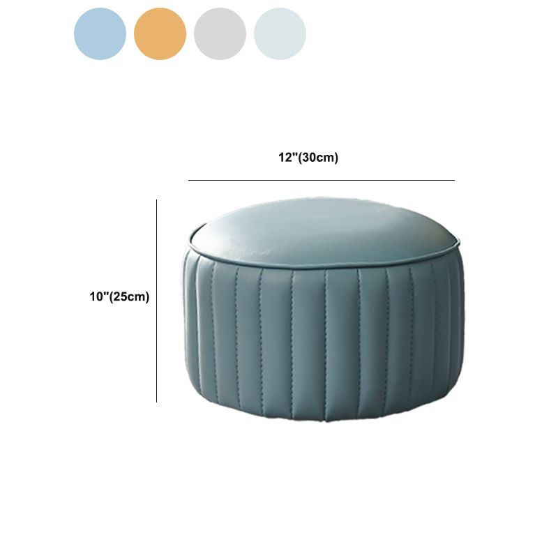 Orange Leather Pouf Modern Round Pure Color Pouf for Drawing Room