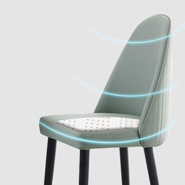 Nordic Glam Style Leather Dining Chair Parsons Chair with Wooden Legs for Kitchen