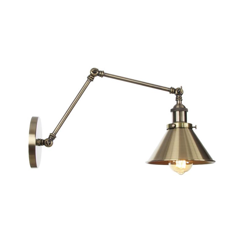 6 "/8" L Luce murale di ferro a 2 giunto a 2 giunto Luce industriale 1 Studio Bulbo Studio Lampada a parete con cono in bronzo/rame