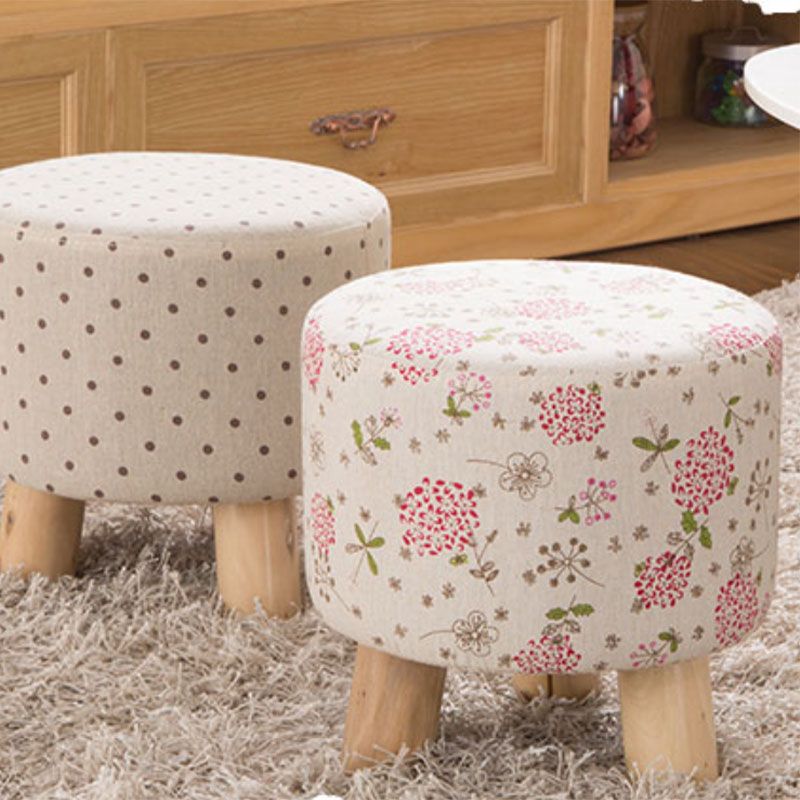 Fabric Standard Stool Contemporary Simple Round Upholstered Ottoman