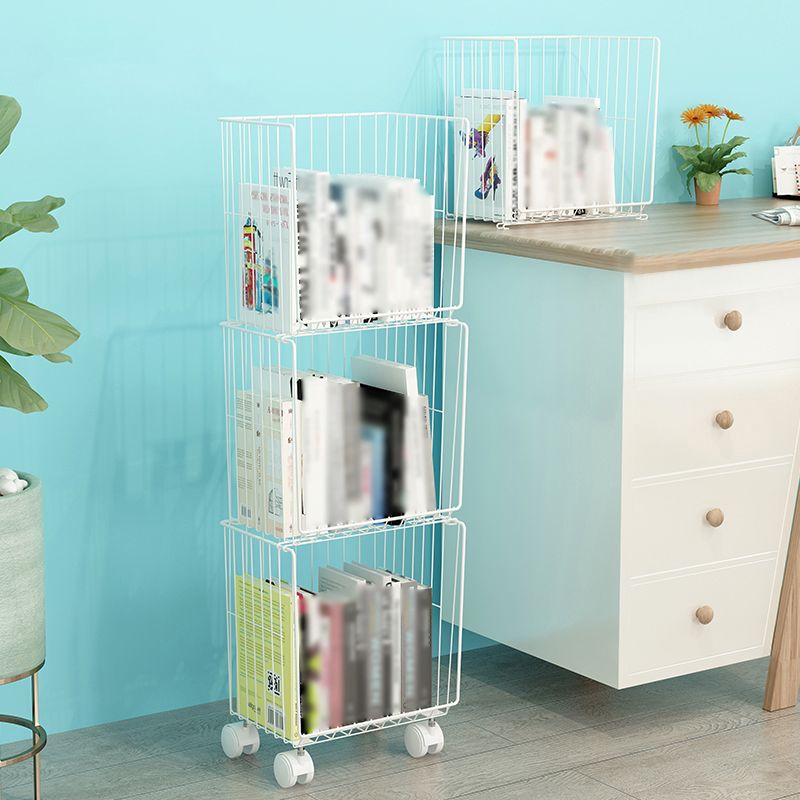 Contemporary Style Metal Geometric Bookcase Closed Back Bookcase