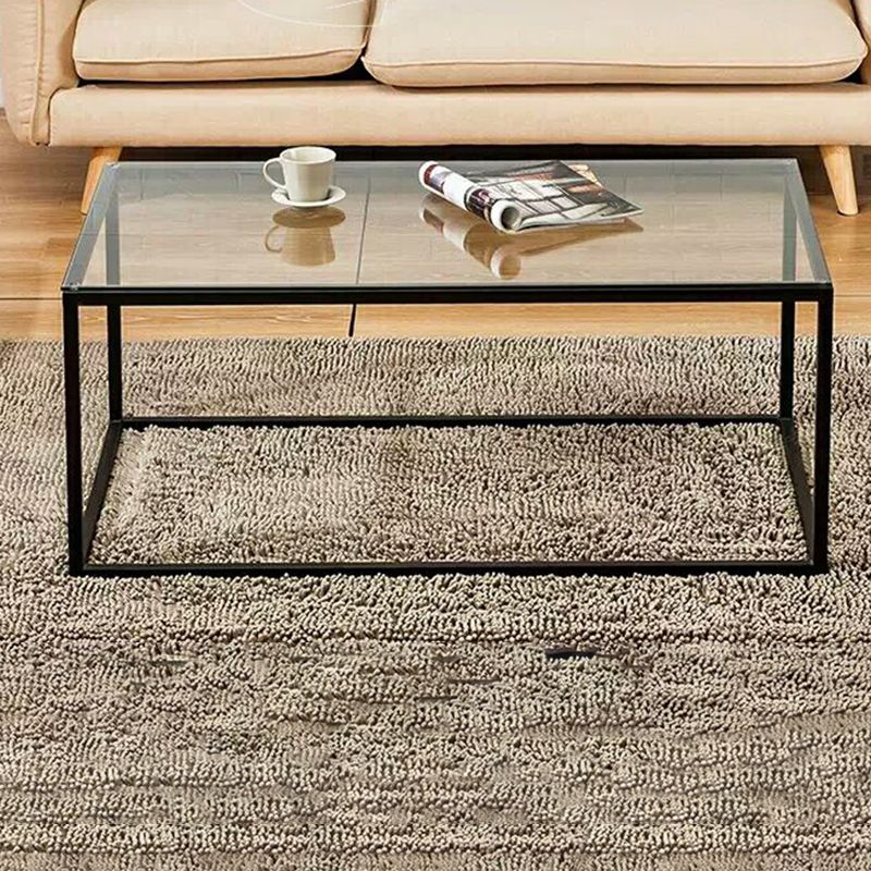 Contemporary Rectangular Glass Frame Base Coffee Cocktail Table