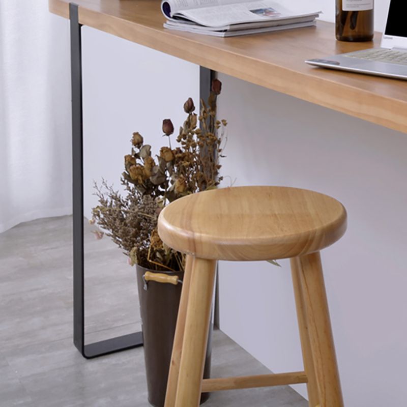 Industrial Solid Wood Counter Stool Armless Bar Stool with Footrest
