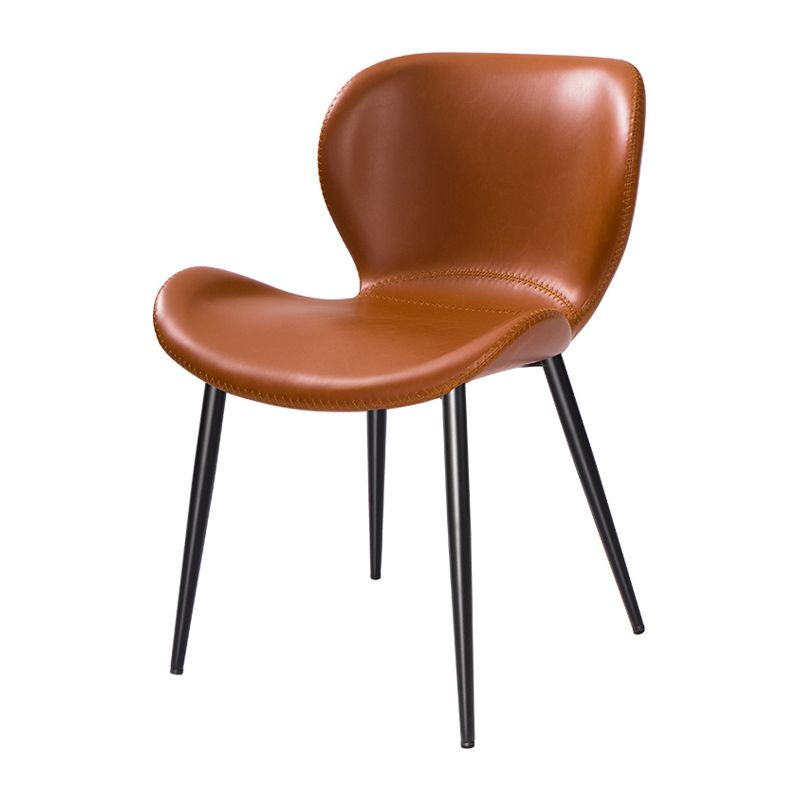 Contemporary Style Faux Leather Metal Base Home Dining Side Chair