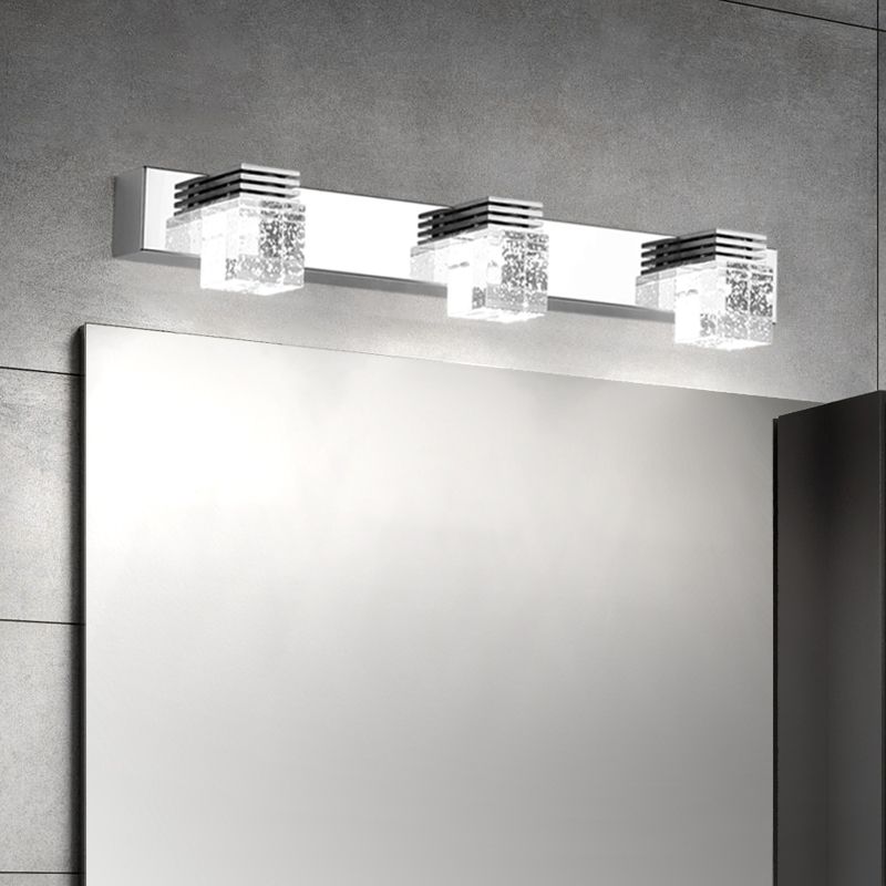 Modern Minimalist Style Cubic Vanity Wall Light Fixtures Crystal Vanity Mirror Lights for Bathroom