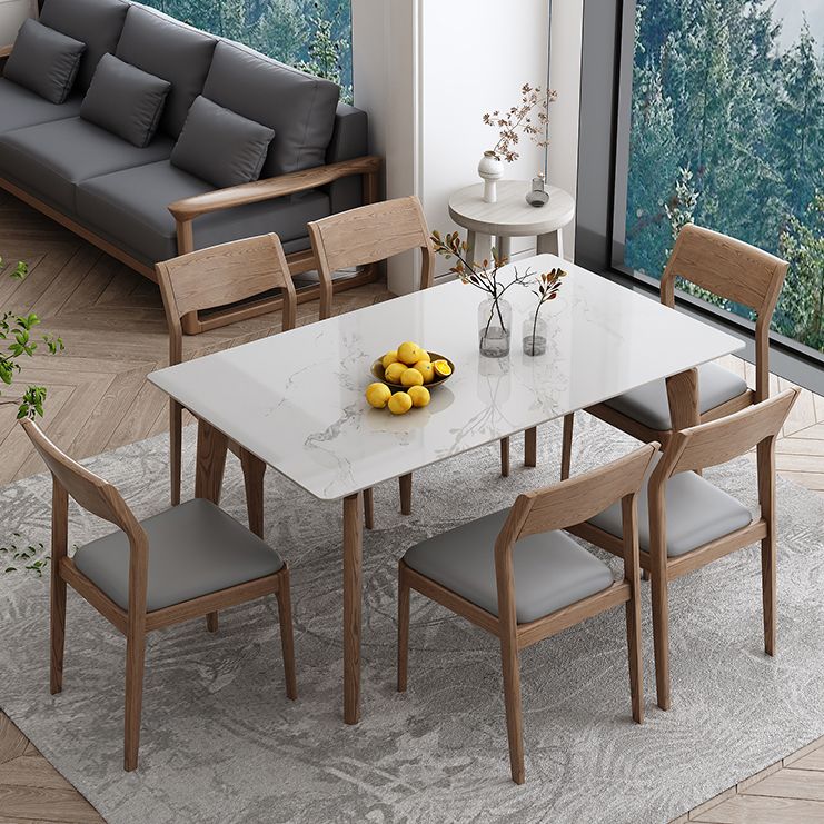 Mesa de comedor de piedra sinterizada industrial Mesa de comedor de cocina rectangular con 4 patas base