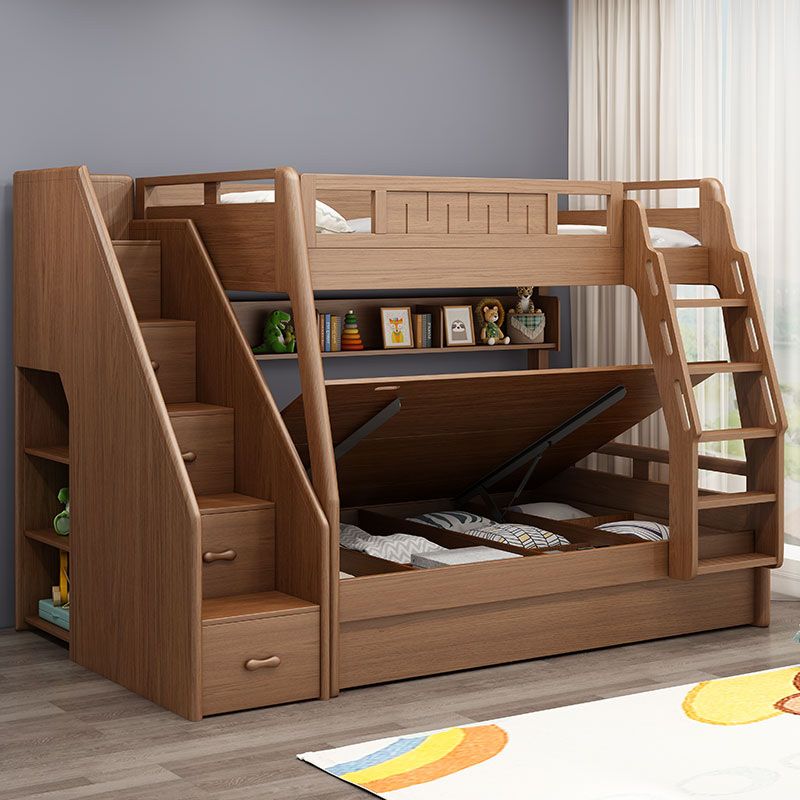 Modern Mattress Included Bunk Bed Solid Wood Bed with Headboard
