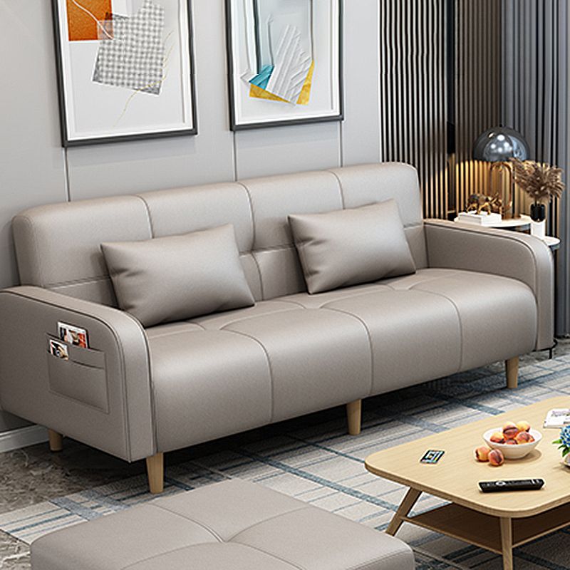 Modern Square Arm Standard Sofa Bed Dual Purpose Sofa with Bolster Pillows for Living Room
