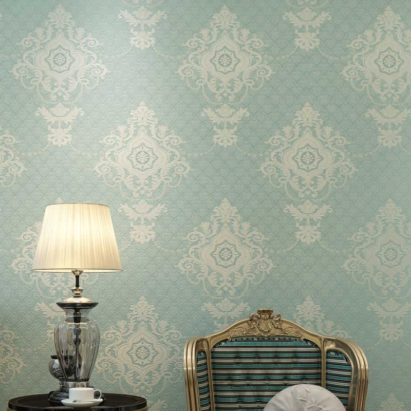 Glam Medallion Wallpaper Roll in Light-Color Water Resistant Wall Covering for Bedroom