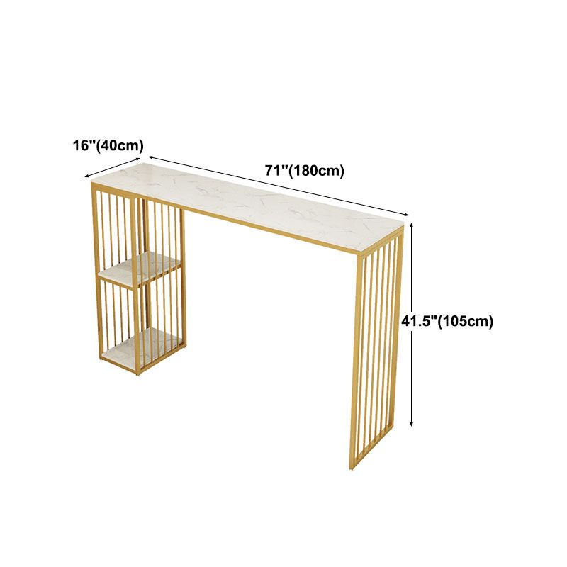 Glam Style Rectangle Counter Table Marble Top 42-inch Height Table for Dining Room