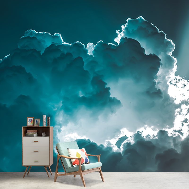 Sky Clouds View Mural Modern Dining Room Moisture Resistant Wall Decor