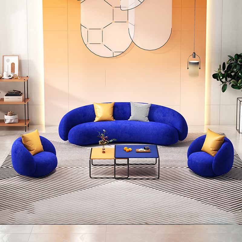 Curved Loveseat Solid Color Sloped Arms Stain Resistant for Living Room
