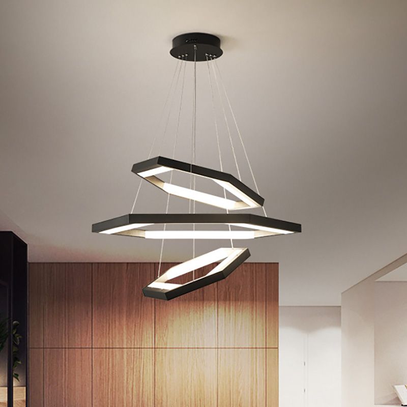 Lampadario acrilico esagono modernista 1/2/3 luci nere a led a led il soffitto a soffitto in luce bianca/calda