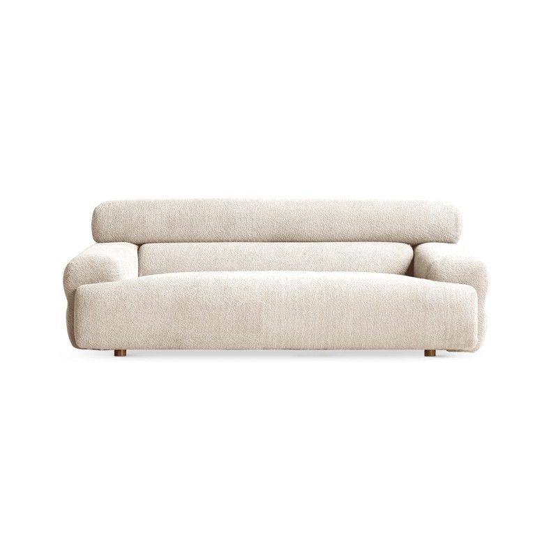 Tight Seat Foam Solid Color Wood Recessed Arm Sofa for Living Room