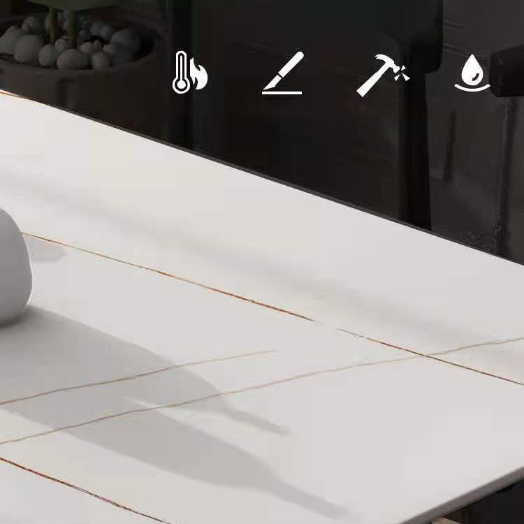 Simplicity Dining Room Table Rectangle Stone Furniture in White
