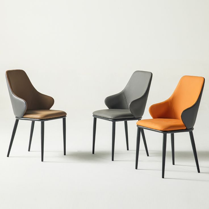 Fauteuil en cuir de restaurant contemporain, finition mate, chaise de salle à manger Parsons
