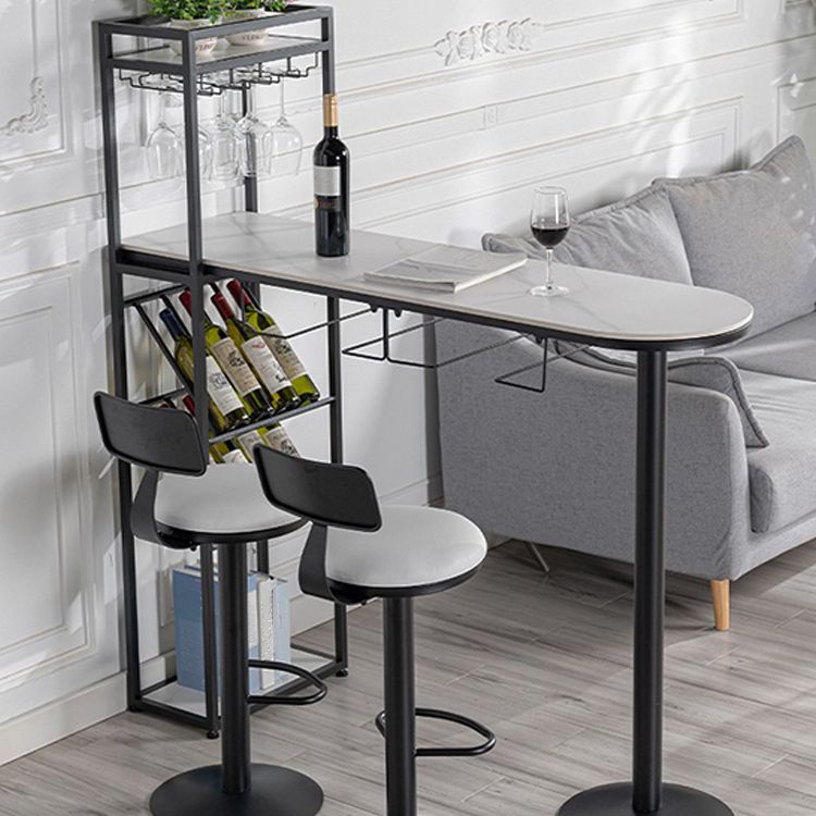Glam Marble Bar Table with Specialty Table Top Double Pedestal Table - 41.3" H