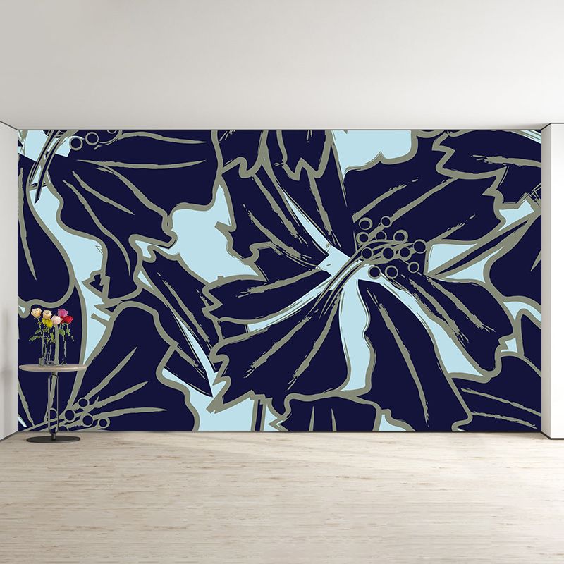 Colorful Tropical Plants Mural Tropical Style Mildew Resistant for Reading Room