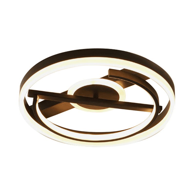 16"/19.5" Wide Circle Acrylic Ceiling Mounted Light Contemporary Black/White LED Flush Light in Warm/White/3 Color Light