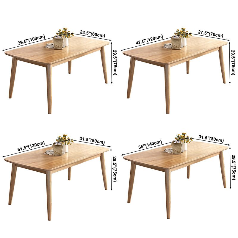 Moderne stijl rechthoek houten keuken eettafel rubberwood tafel met 4 poten