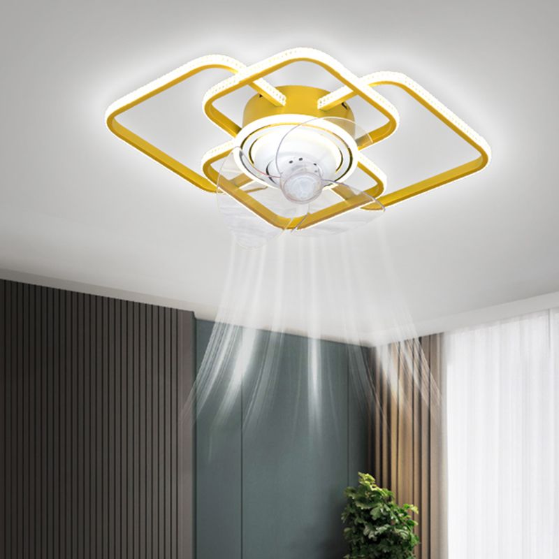 Geometric Shape Metal Ceiling Fan Modern Style Multi Lights  Ceiling Fan Lamp