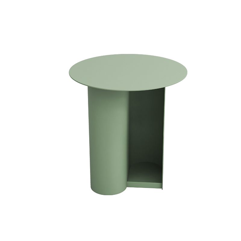 Dia 17.7" Metal Side Table Mid-Century Modern Pedestal End Table with Storage