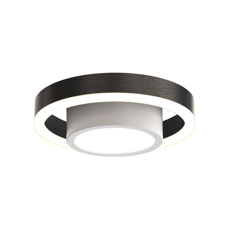 Double cerceau petit plafond acrylique affleurant nordique noir/café/or LED éclairage encastré pour couloir