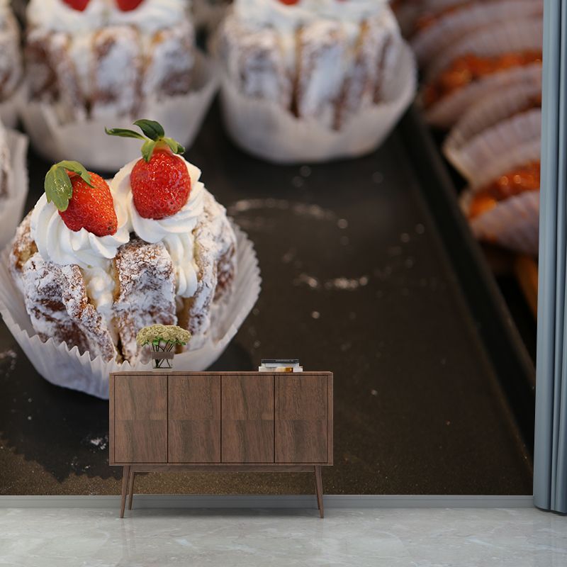 Sweet Pastry Mural Wallpaper Water Resistant for Cake Shop, Custom Size Available