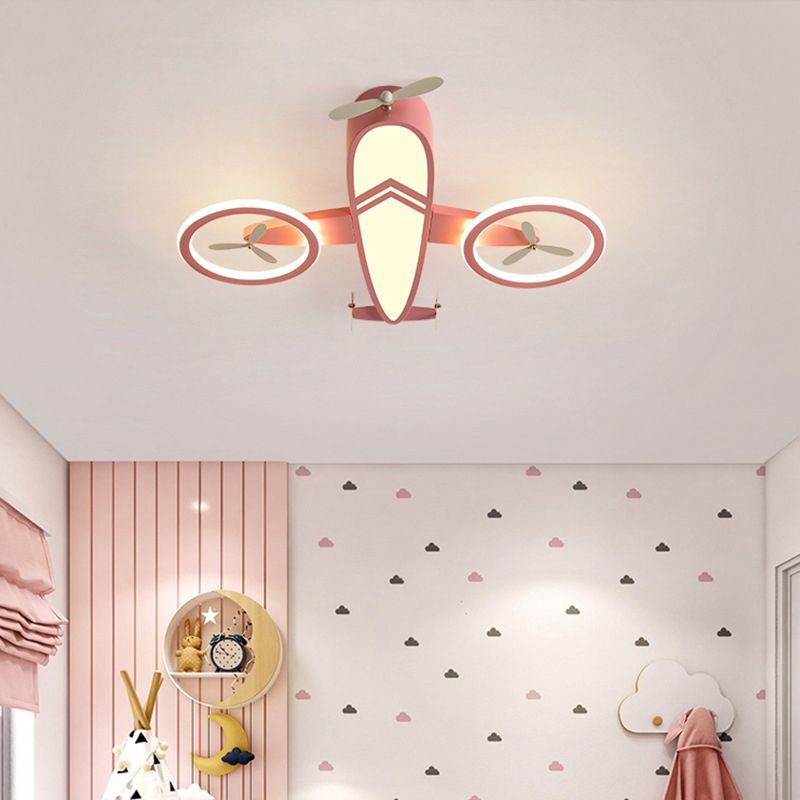 Avion encastré luminaire dessin animé métallique enfants chambre LED plafonnier