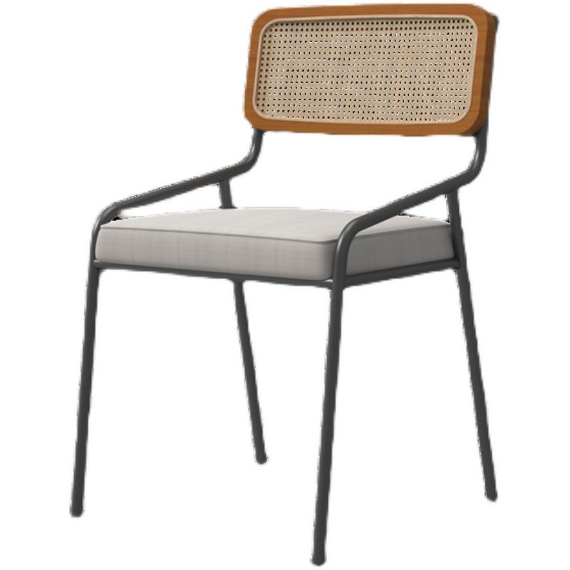 Industrial Style Linen Fabric Dining Chairs Open Back Dining Side Chairs