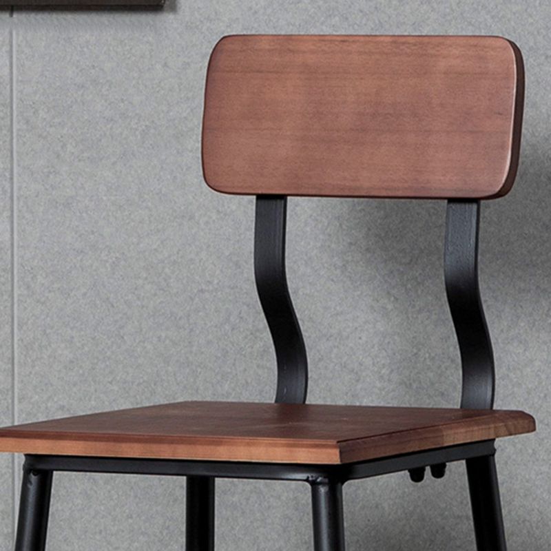 Modern Style Iron Barstool Solid Wood Seat Bar Chair with Backrest