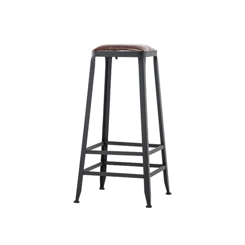 Faux Leather Dining Stools Upholstered Bar Stools with Footrest