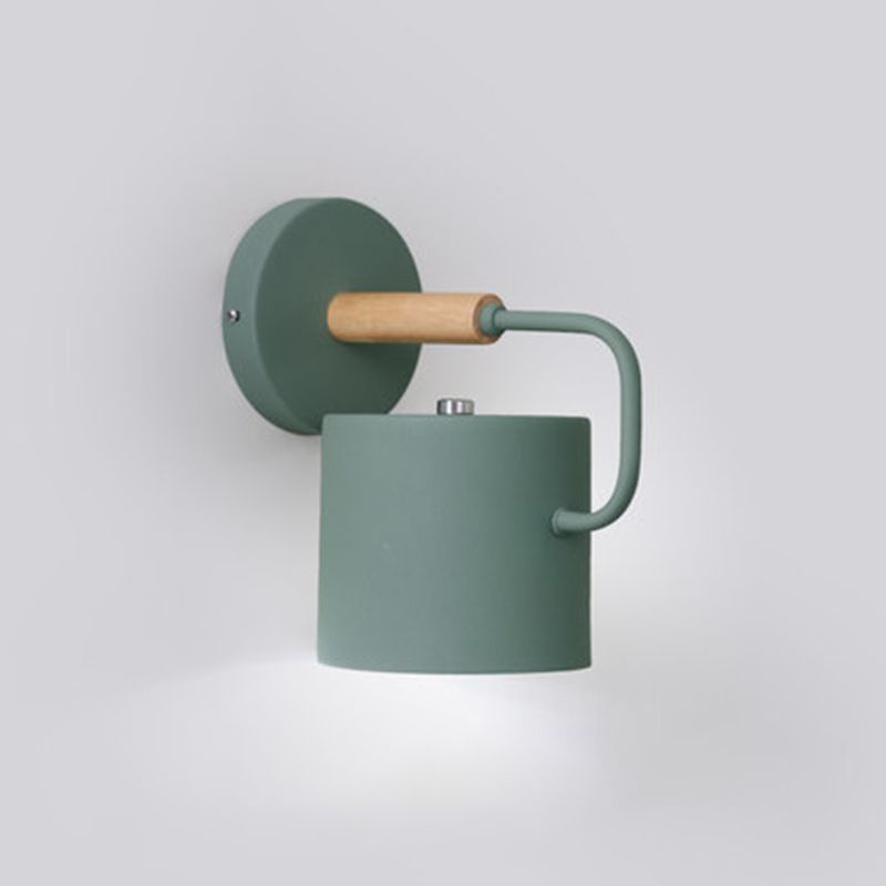 Illuminazione a parete a forma di cilindro in stile moderno in metallo 1 lampada montata a parete per la testa