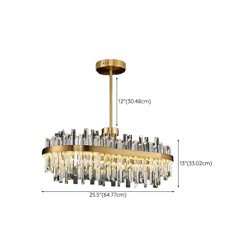 LED Contemporary Metal Pendant Light with Crystal Shade for Living Room