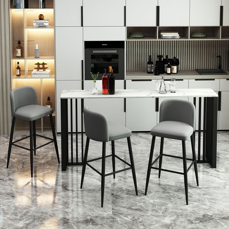 Modern Marble Table with Rectangle Table Top Black Double Pedestal Table - 42" H