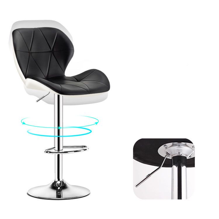Scandinavian Metal Barstool Faux Leather Adjustable Counter Stool for Home