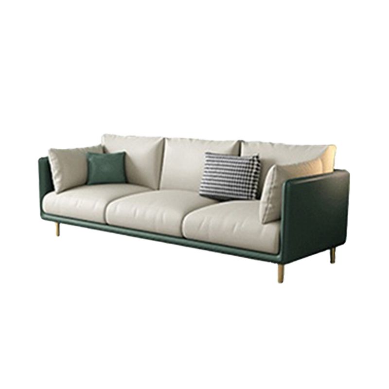 Green and White Stain Resistant Settee Sofa Leather Square Arm Loveseat
