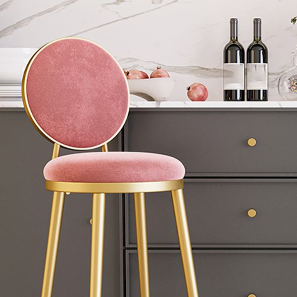 Glam Style Upholstered Fabric Dining Side Stools for Home Armless Low Back Barstool