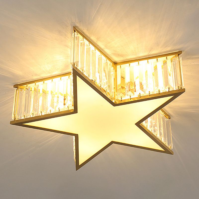 Gold Geometric LED Ceiling Light in Modern Singular Style Copper Indoor Flush Mount with Acrylic Shade