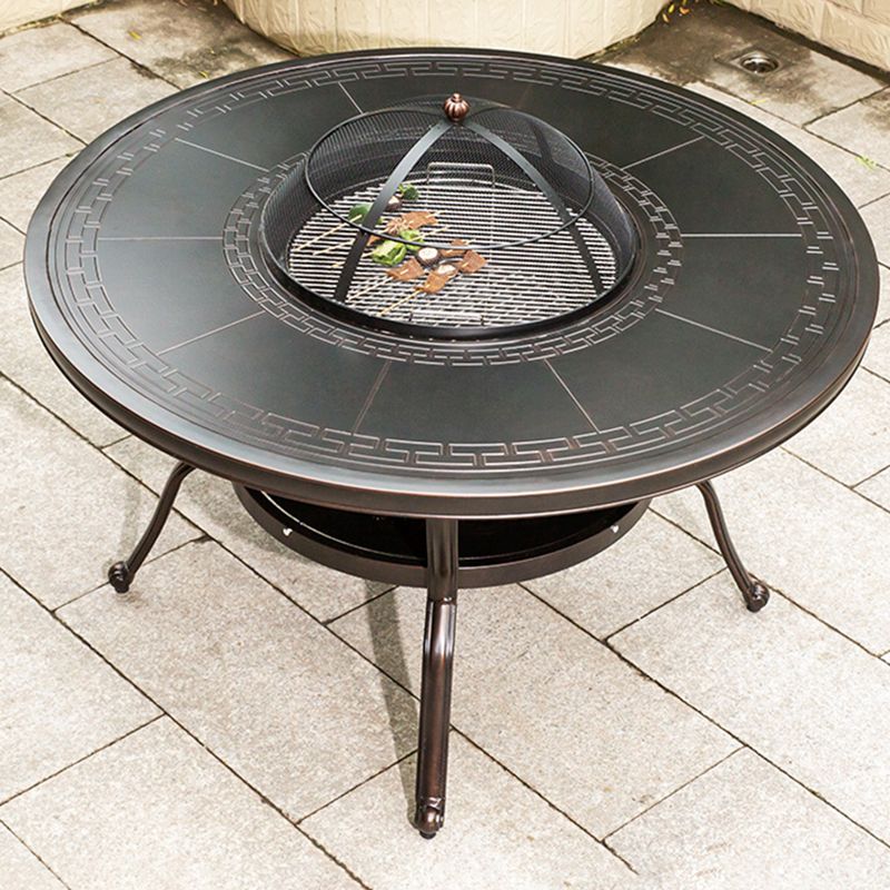 Industrial Round Side Table Water Resistant Patio Table with Aluminum Frame