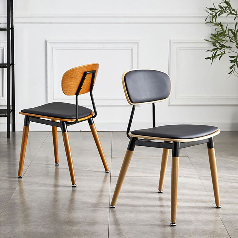 Scandinavian Open Back Dining Chairs Armless Wood Side Chairs