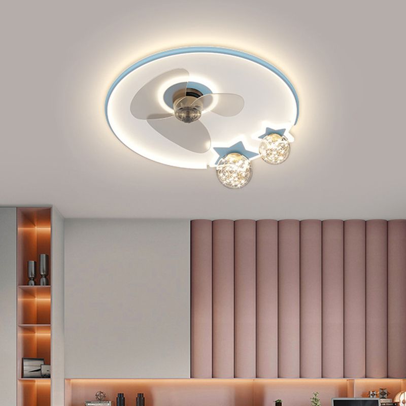 3-Blade Ceiling Fan Children Metallic Polish Finish Fan with Light for Living Room