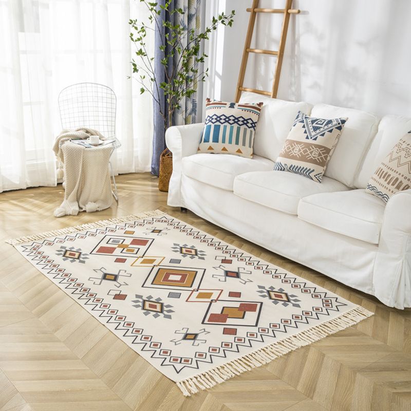 Retro Carpet Ameicana Pattern Cotton Blend Rug Fringe Design Carpet for Home Decor