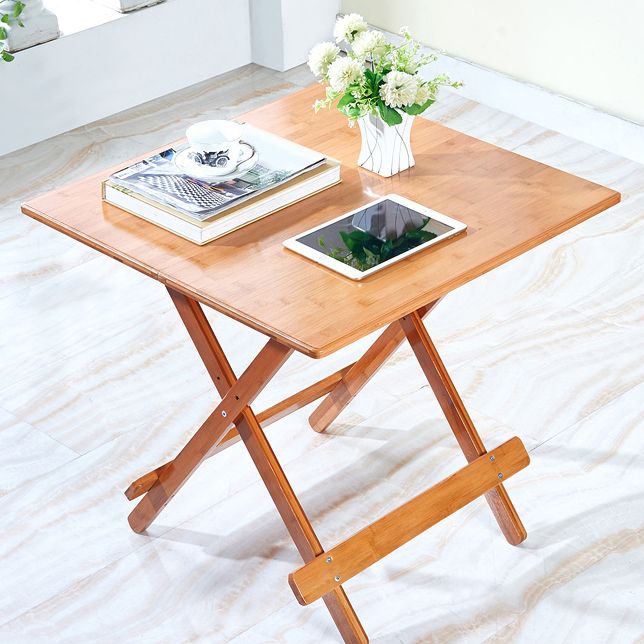 Modern Folding Dining Table Wood Tabletop for Living Room in Brown