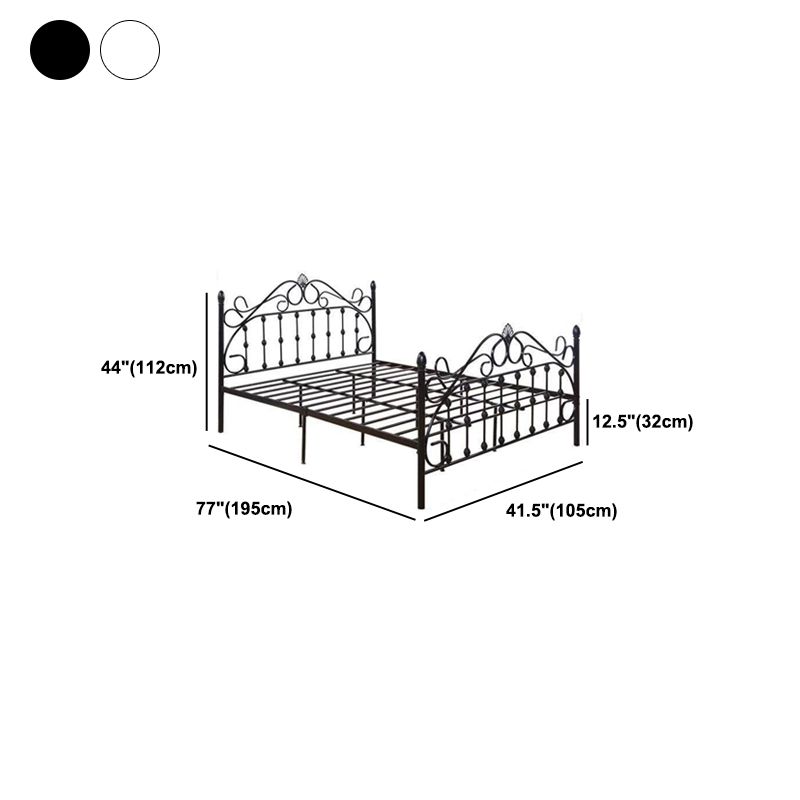 Industrial Metal Standard Bed, Open-Frame Arched Headboard Bed