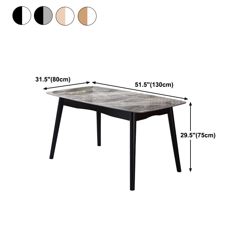 Stone Dining Table Traditional Luxury Dining Table with Solid Wood Base