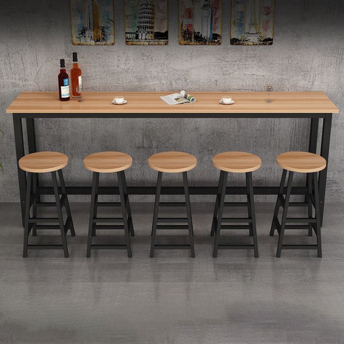 Contemporary Bar Table Rectangle Bar Dining Table with Trestle Base