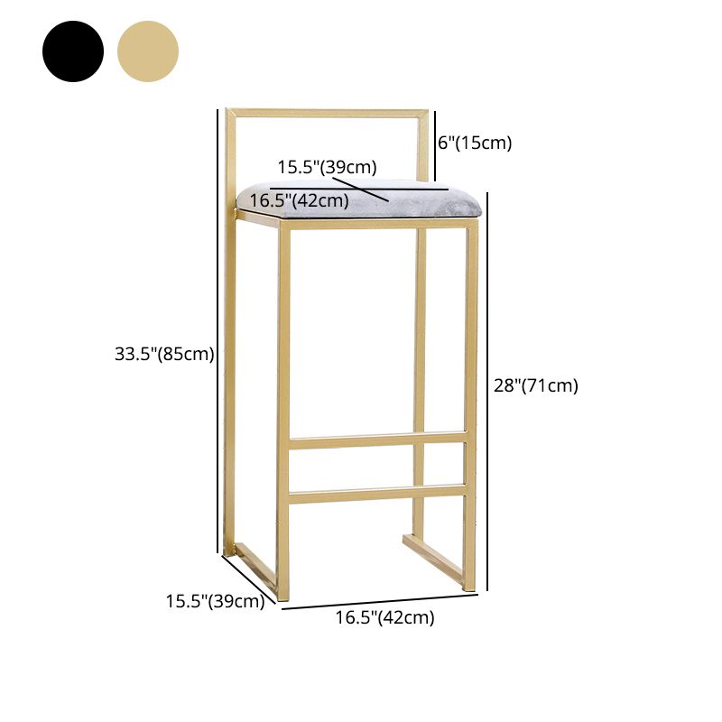 Taburete de bar de metal de estilo moderno con reposapiés y taburete de bar con respaldo bajo para cocina
