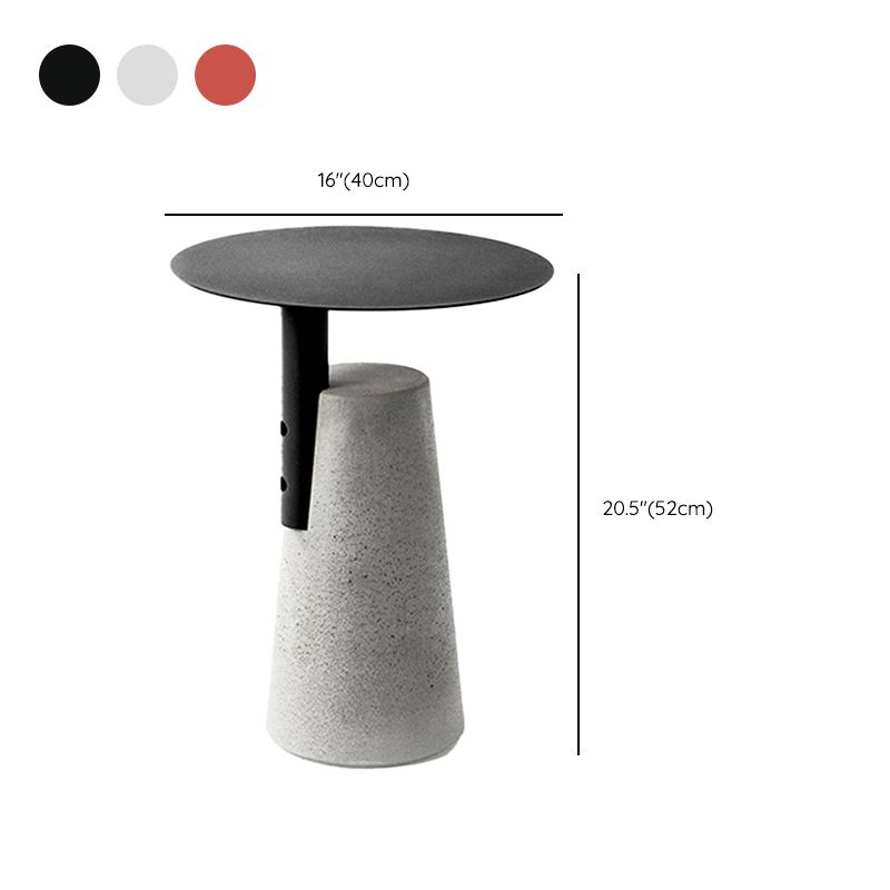 Contemporary Metal Round Side Table Concrete Pedestal End Table