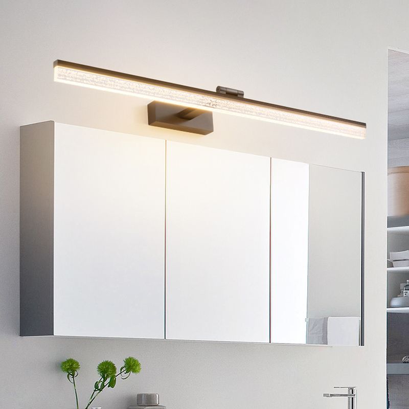 Modern LED Wall Light Fixture Black Streamlined Vanity Lighting Ideas with Acrylic Shade in Warm/White Light